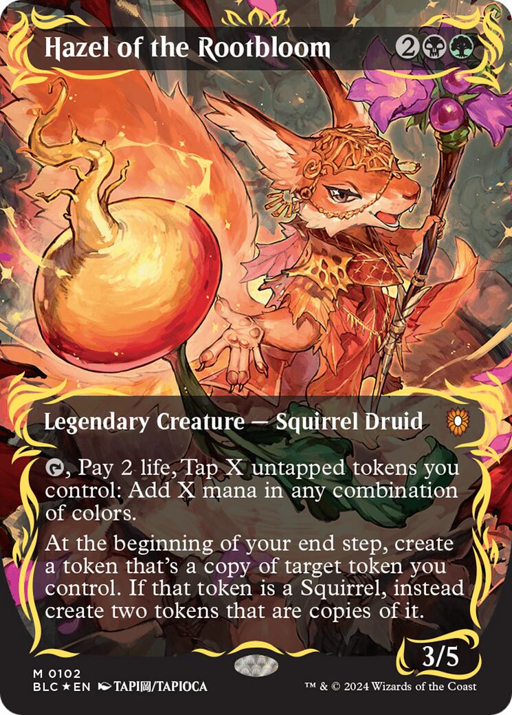 Hazel of the Rootbloom (Borderless) (Raised Foil) [Bloomburrow Commander] - Destination Retro