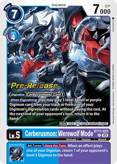 Cerberusmon: Werewolf Mode [BT17-025] [Secret Crisis Pre-Release Cards] - Destination Retro
