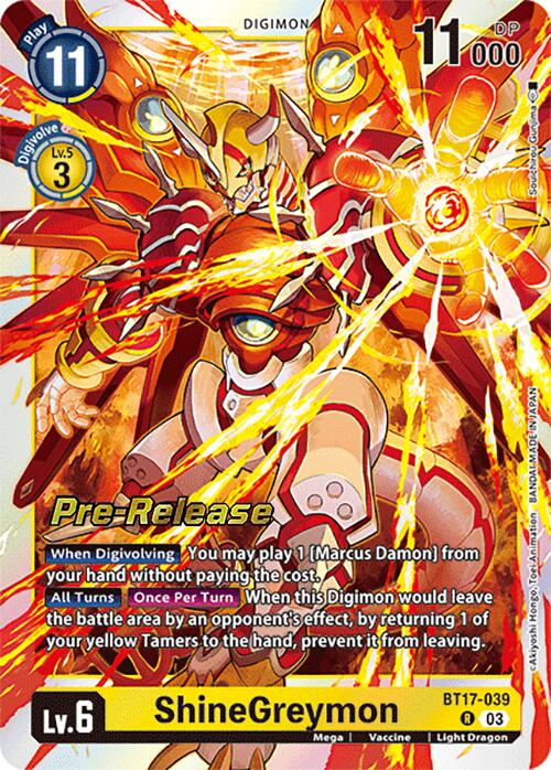 ShineGreymon [BT17-039] [Secret Crisis Pre-Release Cards] - Destination Retro