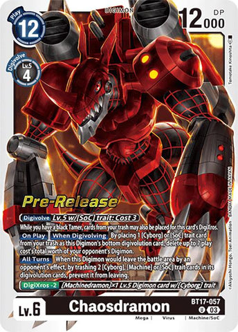 Chaosdramon [BT17-057] [Secret Crisis Pre-Release Cards] - Destination Retro