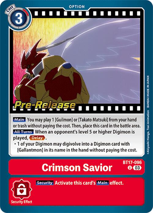Crimson Savior [BT17-096] [Secret Crisis Pre-Release Cards] - Destination Retro
