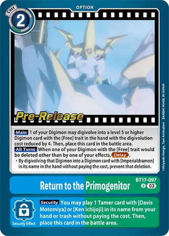 Return to the Primogenitor [BT17-097] [Secret Crisis Pre-Release Cards] - Destination Retro