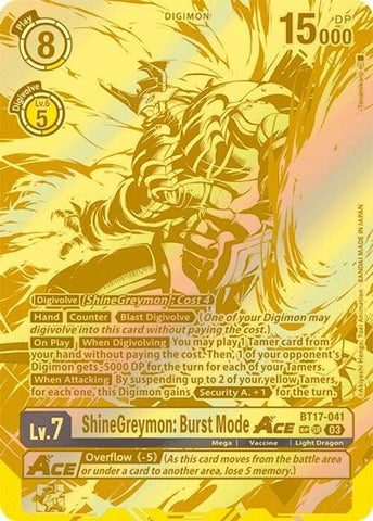 ShineGreymon: Burst Mode ACE [BT17-041] (Textured) [Secret Crisis] - Destination Retro