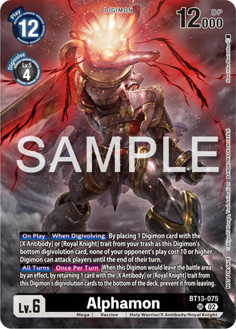 Alphamon [BT13-075] (Pre-Release Tournament Participation Card) [Secret Crisis Pre-Release Cards] - Destination Retro