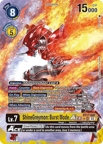 ShineGreymon: Burst Mode ACE [BT17-041] (Alternate Art) [Secret Crisis] - Destination Retro