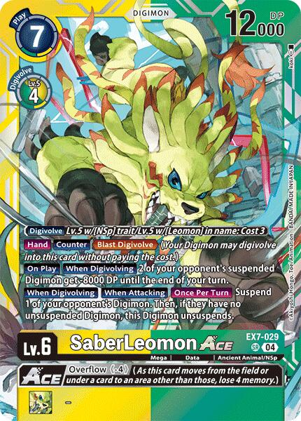 SaberLeomon ACE [EX7-029] [Digimon LIBERATOR] - Destination Retro