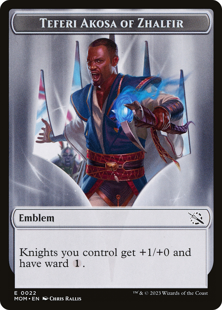 Treasure (21) // Teferi Akosa of Zhalfir Emblem Double-Sided Token [March of the Machine Tokens] - Destination Retro