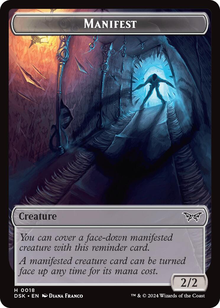Copy // Manifest Double-Sided Token [Duskmourn: House of Horror Tokens] - Destination Retro