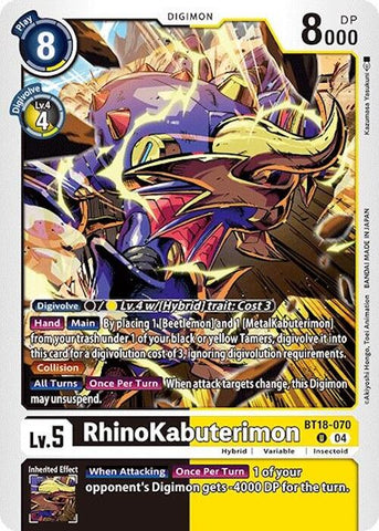RhinoKabuterimon [BT18-070] [Release Special Booster Ver.2.0] - Destination Retro