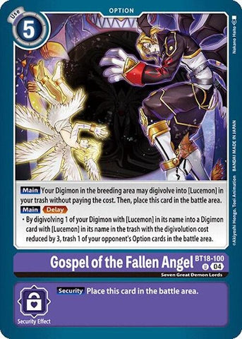 Gospel of the Fallen Angel [BT18-100] [Release Special Booster Ver.2.0] - Destination Retro