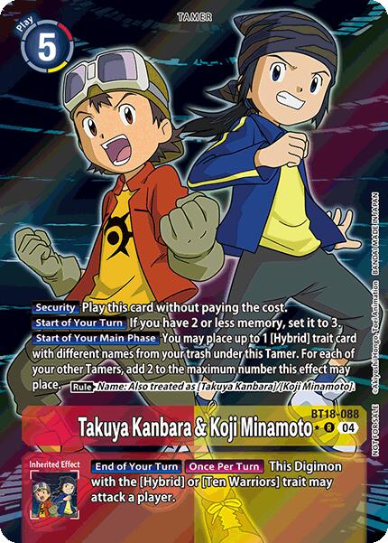 Takuya Kanbara & Koji Minamoto [BT18-088] (Release Special Booster Ver.2.0: Box Promotion Pack) [Release Special Booster Ver.2.0] - Destination Retro