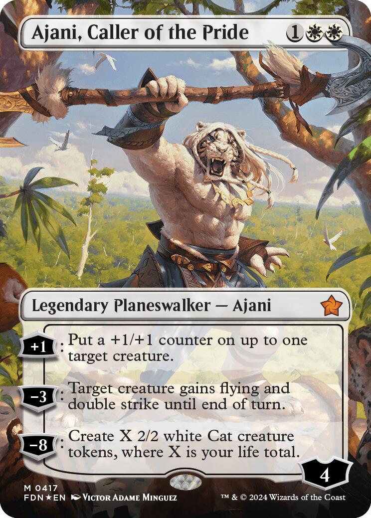 Ajani, Caller of the Pride (Borderless) (Mana Foil) [Foundations] - Destination Retro