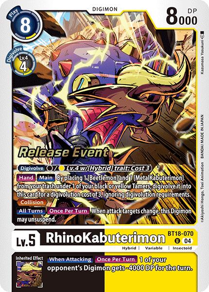 RhinoKabuterimon [BT18-070] [Release Special Booster Ver.2.0 Promos] - Destination Retro