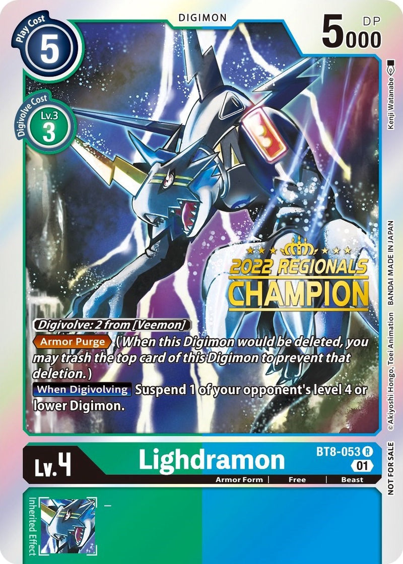 Lighdramon [BT8-053] (2022 Championship Offline Regional) (Online Champion) [New Awakening Promos] - Destination Retro