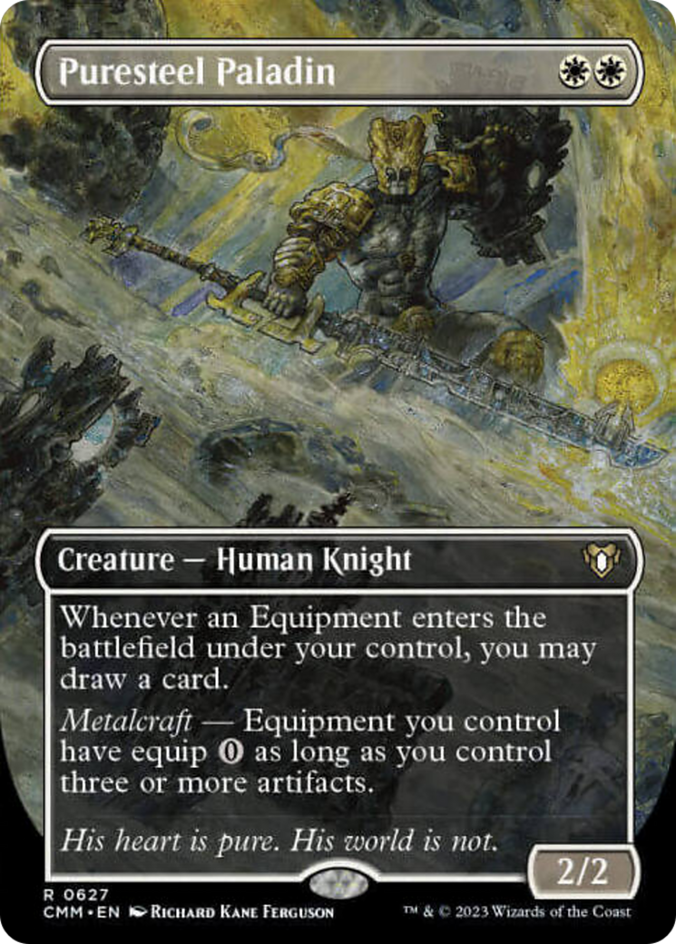 Puresteel Paladin (Borderless Alternate Art) [Commander Masters] - Destination Retro