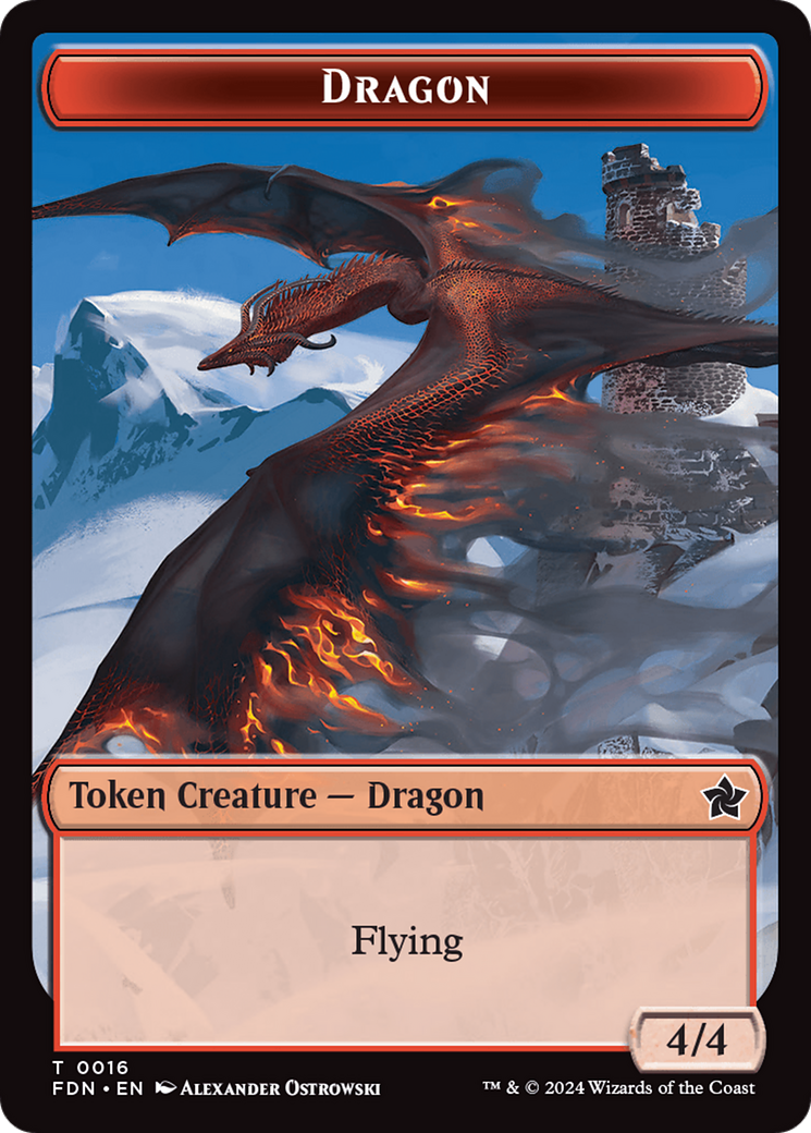 Dragon (0016) // Dragon (0017) Doubled-Sided Token [Foundations Tokens] - Destination Retro
