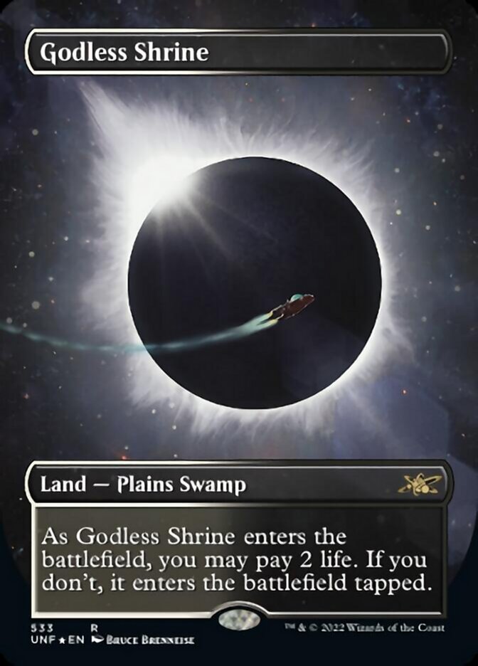 Godless Shrine (Borderless) (Galaxy Foil) [Unfinity] - Destination Retro