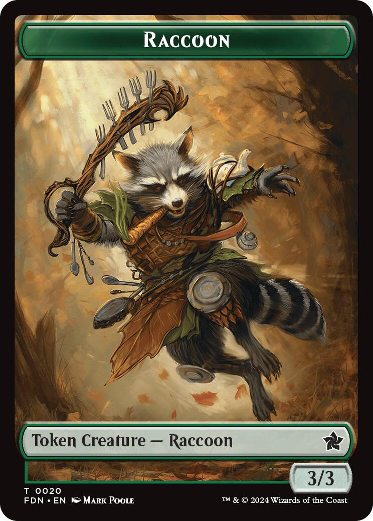 Elf Warrior // Raccoon Doubled-Sided Token [Foundations Tokens] - Destination Retro