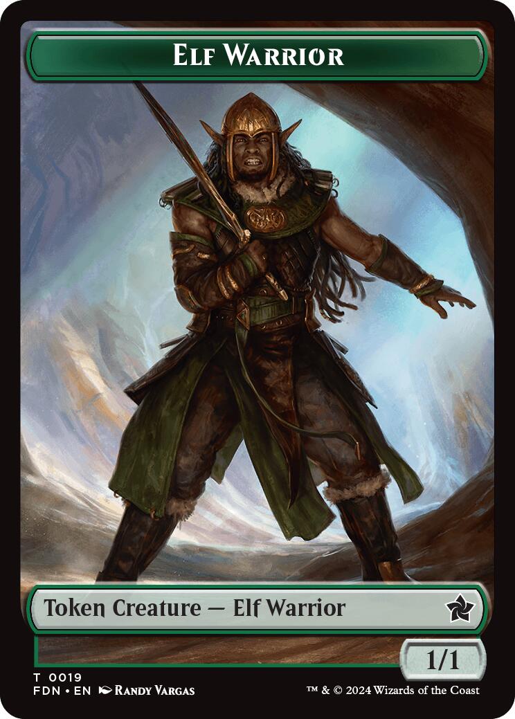 Elf Warrior // Raccoon Doubled-Sided Token [Foundations Tokens] - Destination Retro