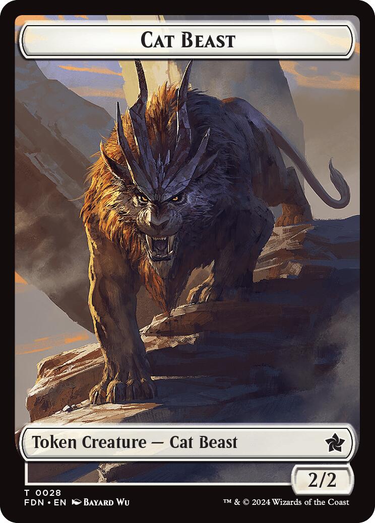 Cat Beast // Dragon (0017) Double-Sided Token [Foundations Tokens] - Destination Retro