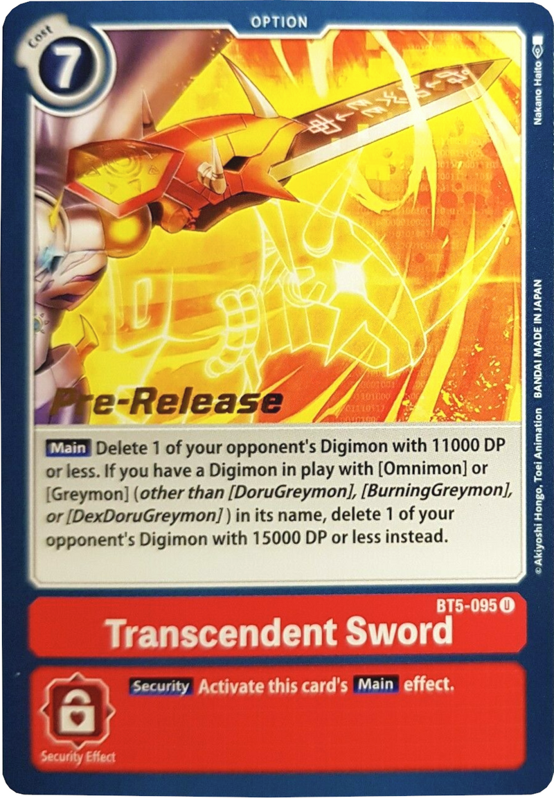 Transcendent Sword [BT5-095] [Battle of Omni Pre-Release Promos] - Destination Retro