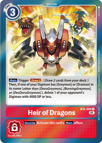Heir of Dragons [BT4-099] (ST-11 Special Entry Pack) [Great Legend Promos] - Destination Retro