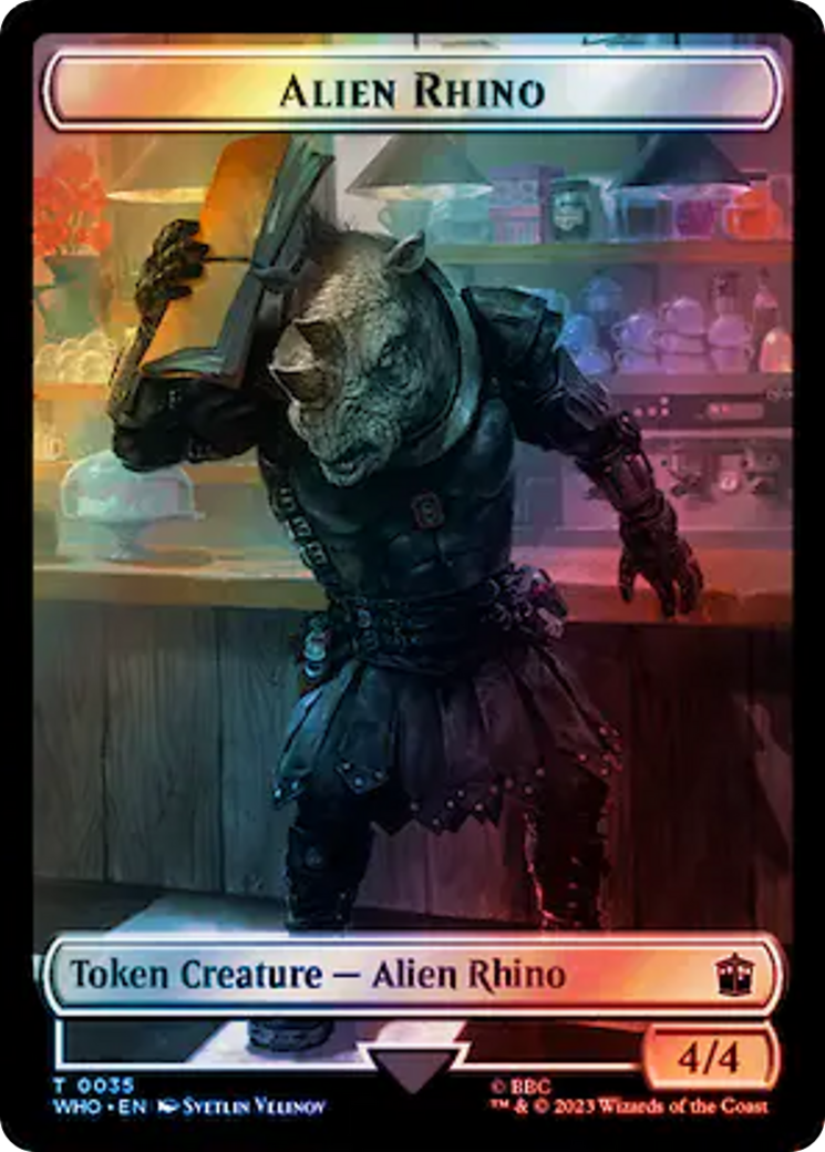 Alien Rhino // Clue (0054) Double-Sided Token (Surge Foil) [Doctor Who Tokens] - Destination Retro