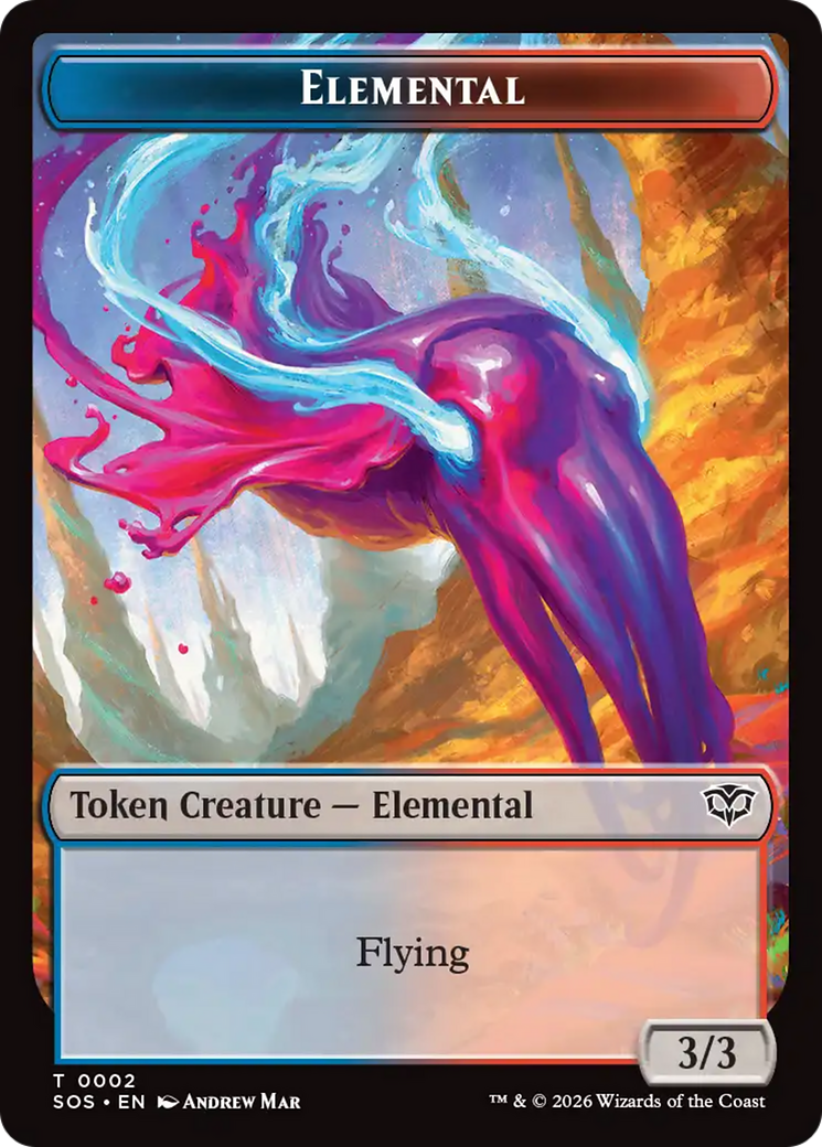 Elemental (0002) // Treasure Double-Sided Token [Secrets of Strixhaven Tokens] - Destination Retro