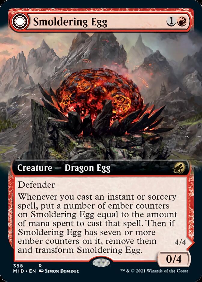Smoldering Egg // Ashmouth Dragon (Extended Art) [Innistrad: Midnight Hunt] - Destination Retro