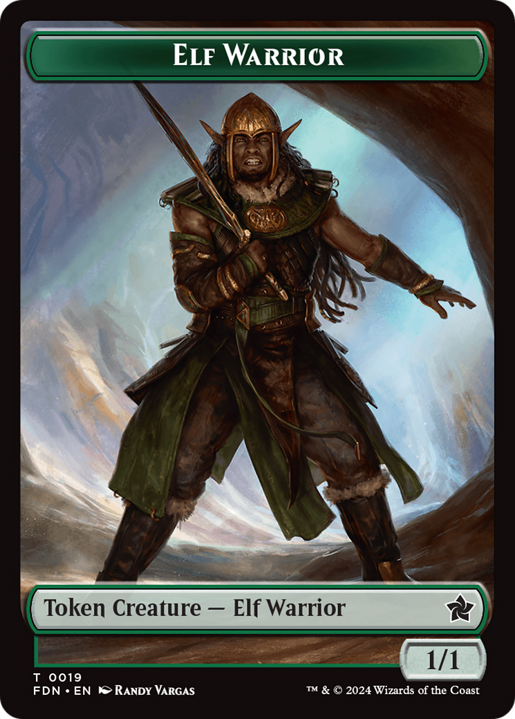 Elf Warrior // Cat (001) Doubled-Sided Token [Foundations Tokens] - Destination Retro