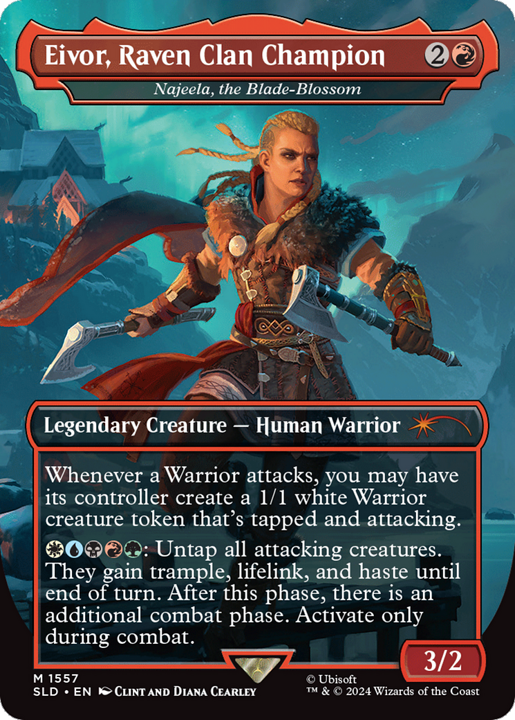 Eivor, Raven Clan Champion - Najeela, the Blade-Blossom (Rainbow Foil) [Secret Lair Drop Series] - Destination Retro