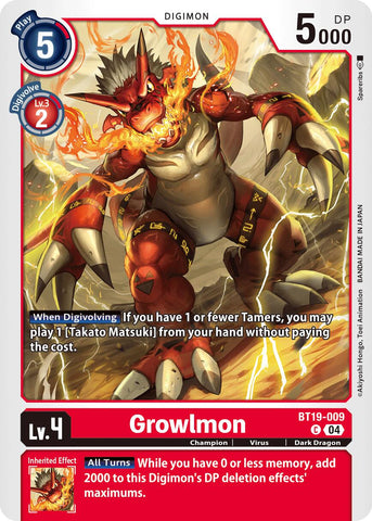 Growlmon [BT19-009] [Release Special Booster Ver.2.5] - Destination Retro
