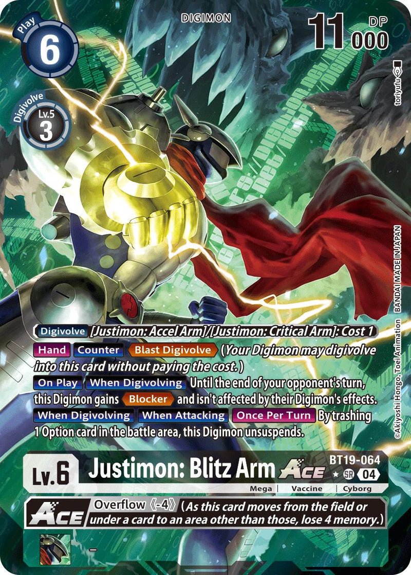 Justimon: Blitz Arm ACE [BT19-064] (Alternate Art) [Release Special Booster Ver.2.5] - Destination Retro
