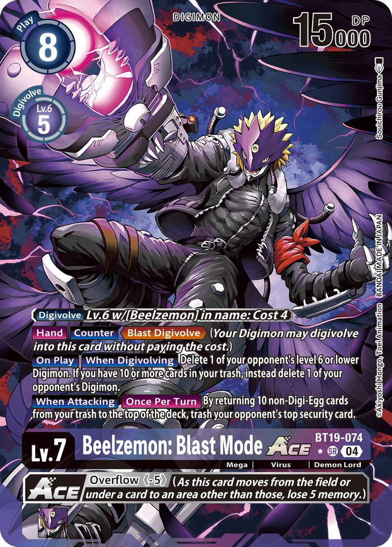 Beelzemon: Blast Mode ACE [BT19-074] (Alternate Art) [Release Special Booster Ver.2.5] - Destination Retro