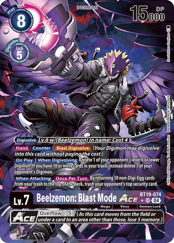 Beelzemon: Blast Mode ACE [BT19-074] (Alternate Art) [Release Special Booster Ver.2.5] - Destination Retro