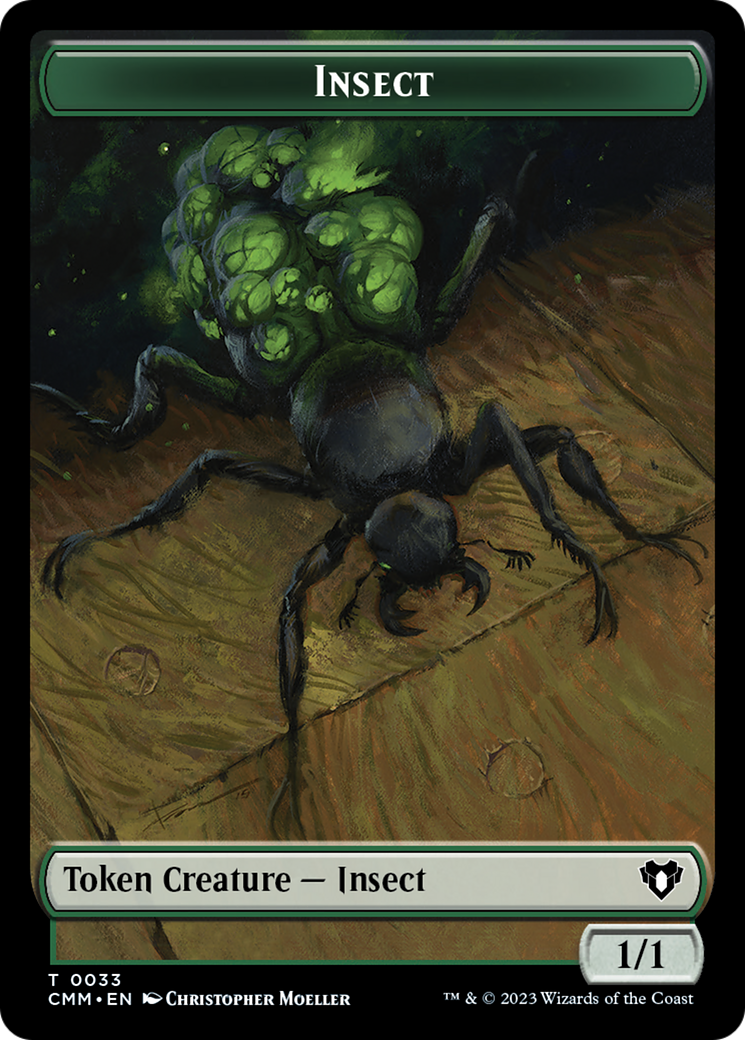 Spirit (0010) // Insect Double-Sided Token [Commander Masters Tokens] - Destination Retro