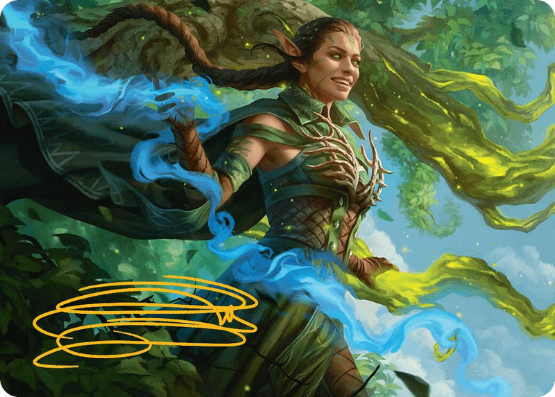 Nissa, Worldsoul Speaker Art Card (Gold-Stamped Signature) [Aetherdrift Art Series] - Destination Retro
