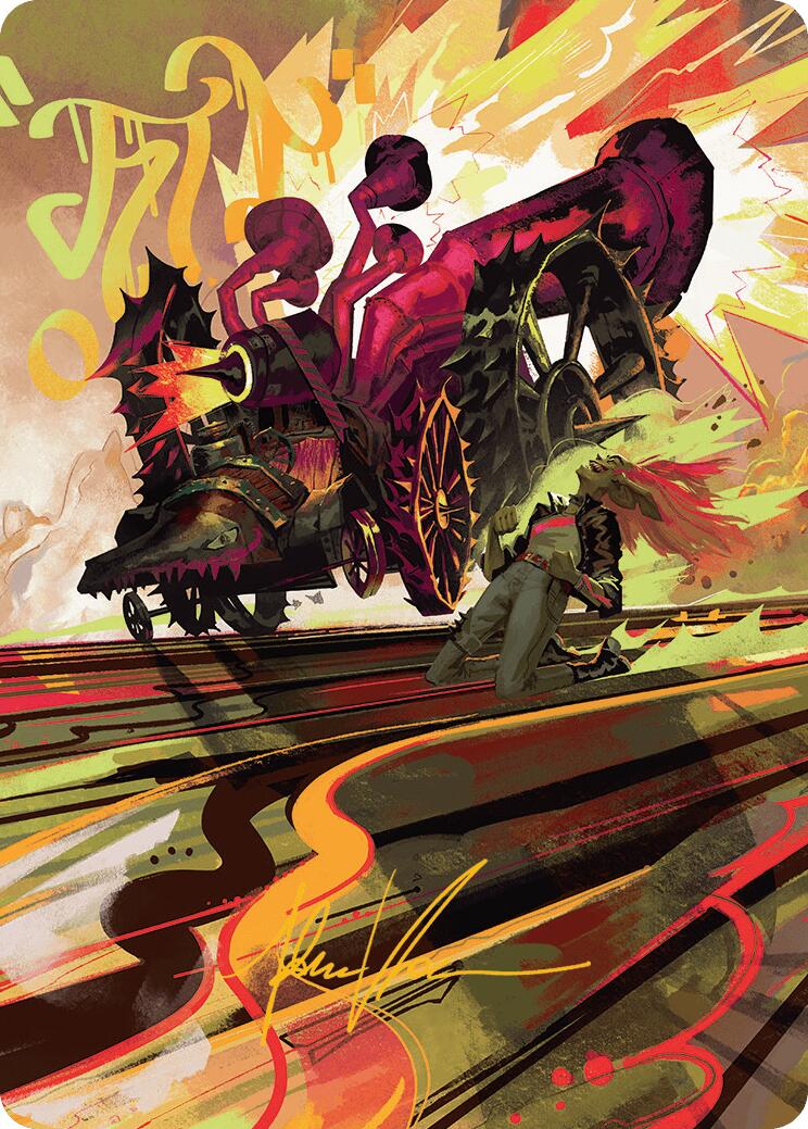 Rocketeer Boostbuggy Art Card (Gold-Stamped Signature) [Aetherdrift Art Series] - Destination Retro