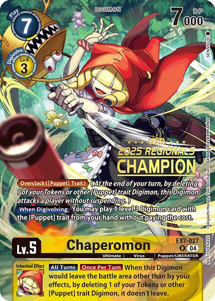 Chaperomon [EX7-027] (2025 Regionals Champion) [Digimon LIBERATOR Promos] - Destination Retro