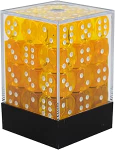 SUPPLIES - DICE - CHX 23802 - TRANSLUCENT 36D6 YELLOW/ WHITE 12MM - Destination Retro