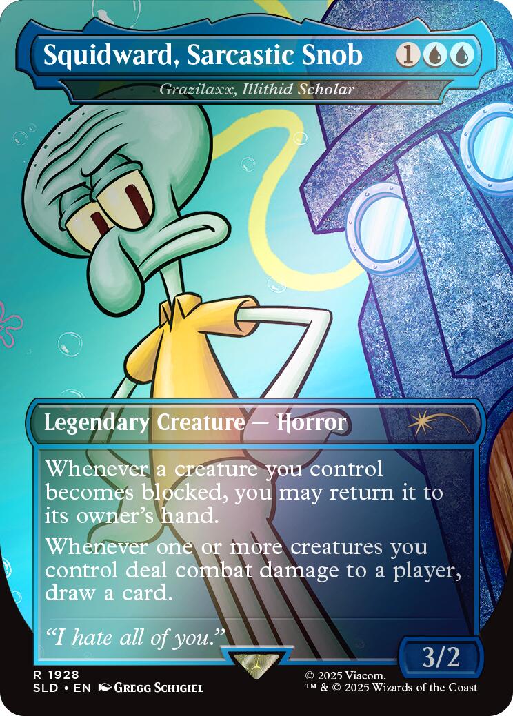 Squidward, Sarcastic Snob - Grazilaxx, Illithid Scholar (Rainbow Foil) [Secret Lair Drop Series] - Destination Retro