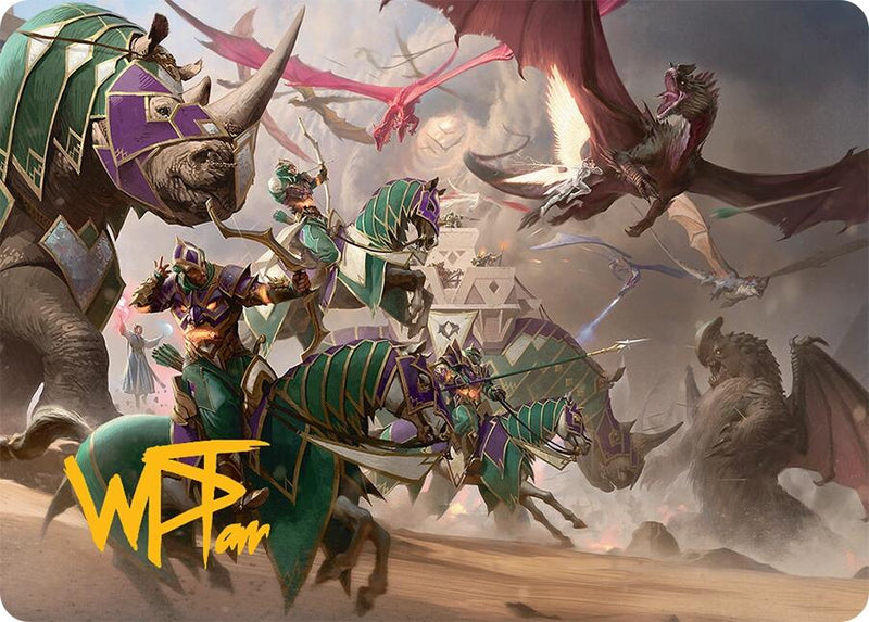United Battlefront Art Card (5/54) (Gold-Stamped Signature) [Tarkir: Dragonstorm Art Series] - Destination Retro