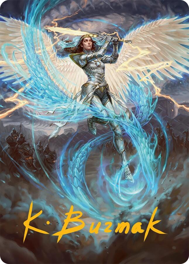 Elspeth, Storm Slayer Art Card (49/54) (Gold-Stamped Signature) [Tarkir: Dragonstorm Art Series] - Destination Retro
