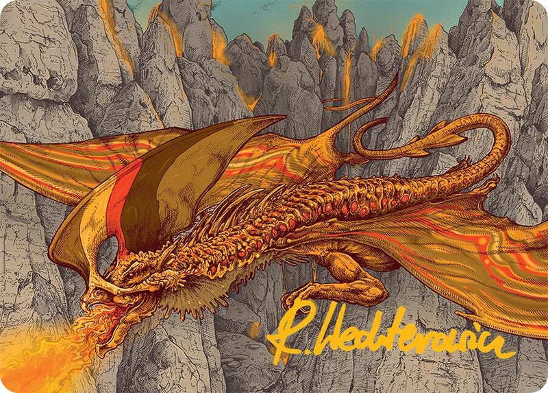Magmatic Hellkite Art Card (34/54) (Gold-Stamped Signature) [Tarkir: Dragonstorm Art Series] - Destination Retro