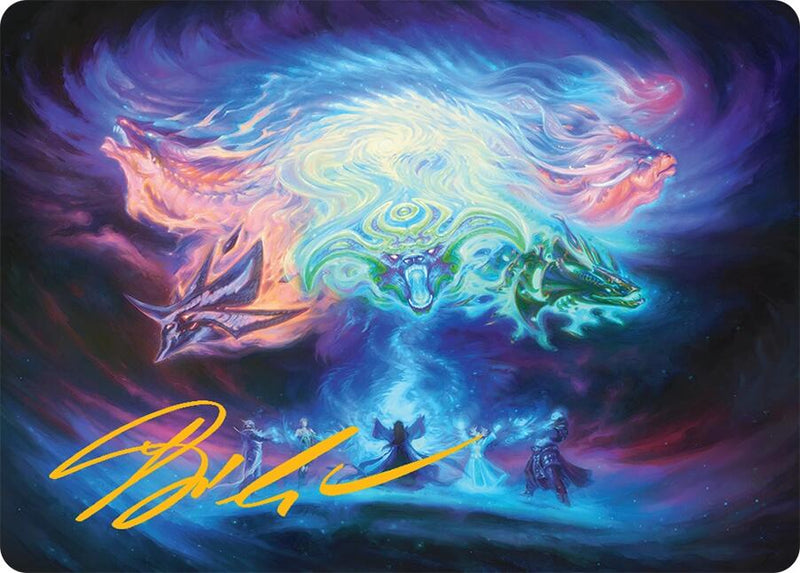 Call the Spirit Dragons Art Card (21/54) (Gold-Stamped Signature) [Tarkir: Dragonstorm Art Series] - Destination Retro