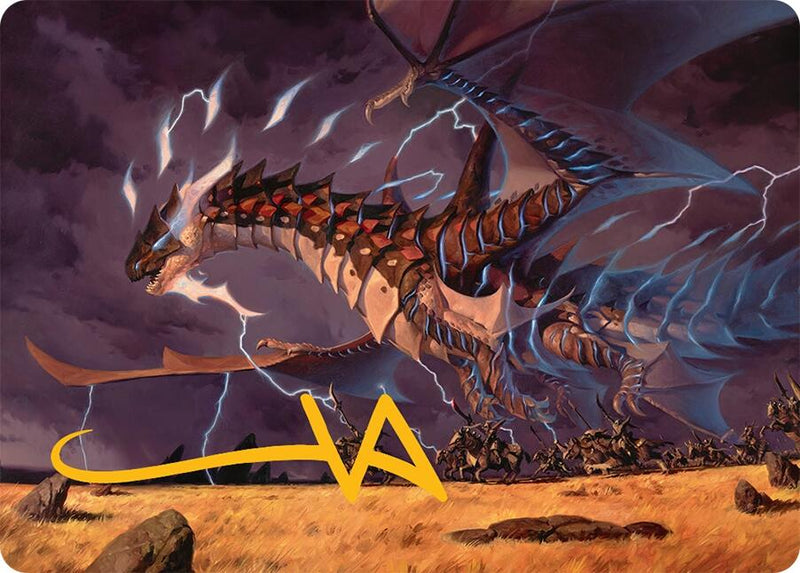 Neriv, Heart of the Storm Art Card (25/54) (Gold-Stamped Signature) [Tarkir: Dragonstorm Art Series] - Destination Retro