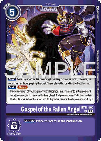 Gospel of the Fallen Angel [BT18-100] (Limited Card Pack -Billion Bullet-) [Limited Card Pack -Billion Bullet-] - Destination Retro