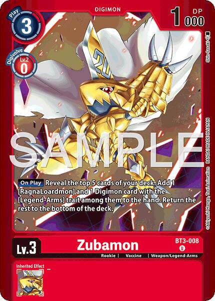 Zubamon [BT3-008] (Limited Card Pack -Billion Bullet-) [Limited Card Pack -Billion Bullet-] - Destination Retro