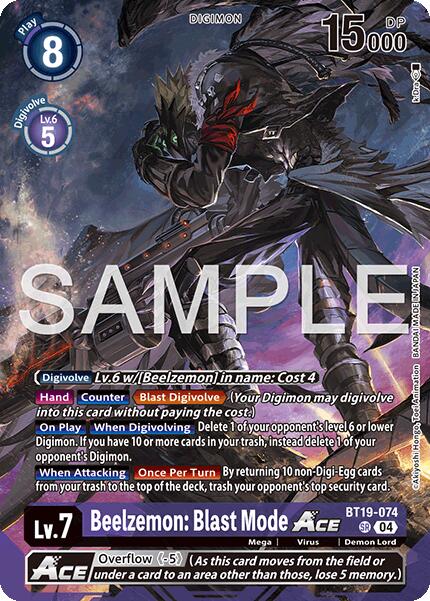 Beelzemon: Blast Mode ACE [BT19-074] (Limited Card Pack -Billion Bullet-) [Limited Card Pack -Billion Bullet-] - Destination Retro
