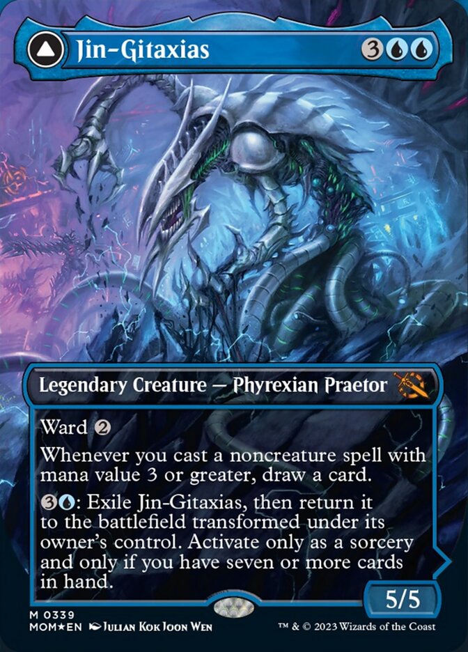 Jin-Gitaxias // The Great Synthesis (Borderless Alternate Art) [March of the Machine] - Destination Retro